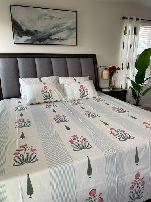 Mystic Mosaic Handblock Printed Cotton Bedsheet