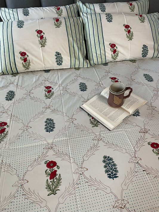 Garden Grove Handblock Printed Cotton Bedsheet