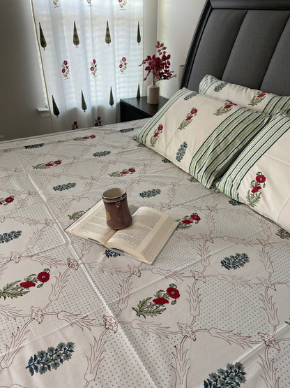Garden Grove Handblock Printed Cotton Bedsheet
